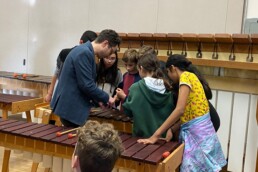 Third Coast Percussion leading workshop for marimba students