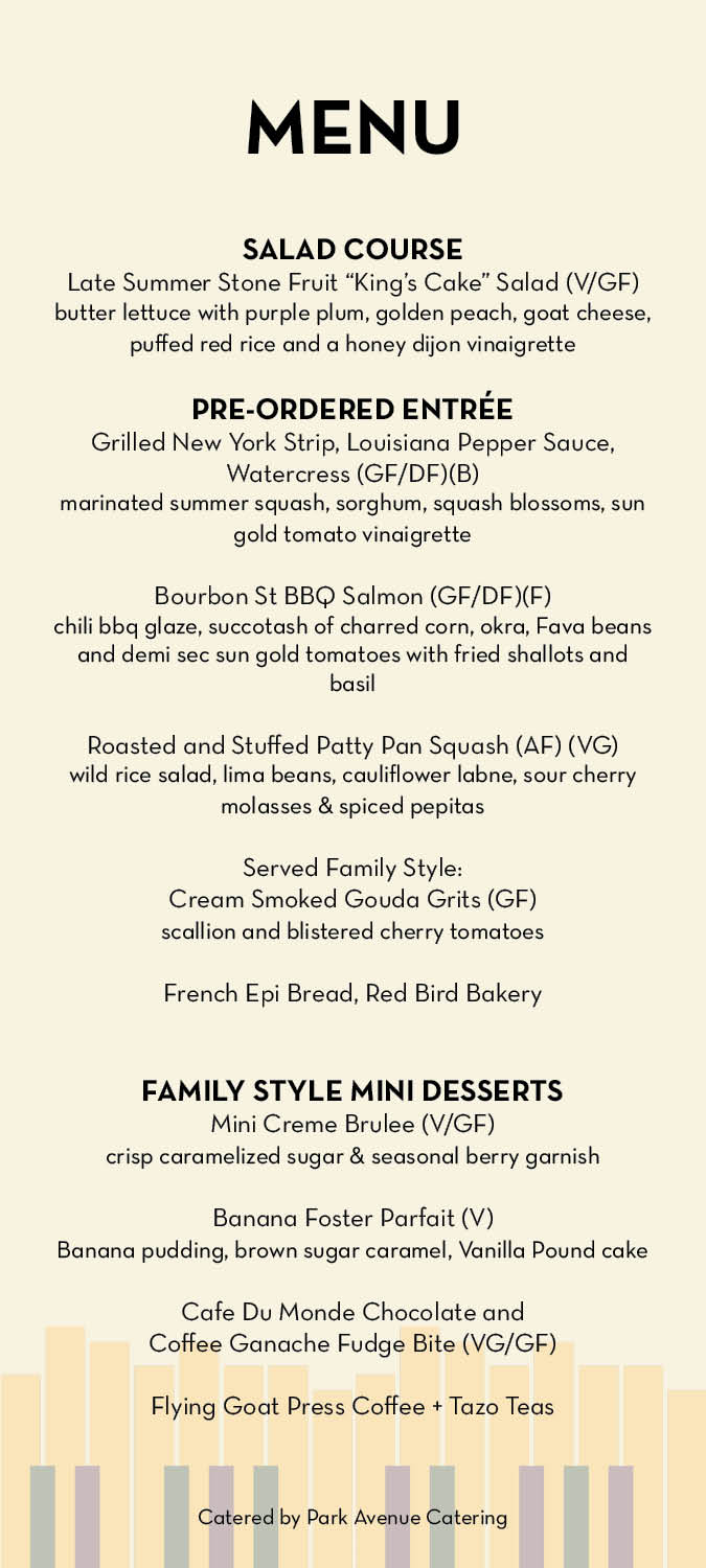 Party for the Green dinner menu